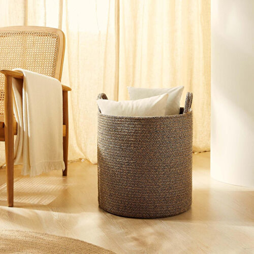 Ocean Home Textile Siyah Kırçıllı Jüt Halat Sepet 40 X 40 Cm