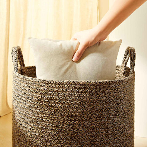 Ocean Home Textile Siyah Kırçıllı Jüt Halat Sepet 40 X 40 Cm