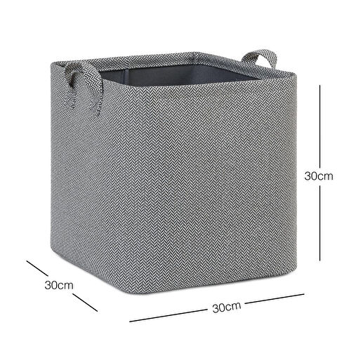 Ocean Home Textile Antrasit Renk Dokulu Kumaş Sepet 30 X 30 X 30 Cm