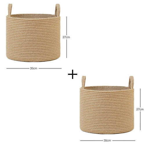 Ocean Home Textile 2'li Jüt Halat Sepet Set 35 X 27 Cm