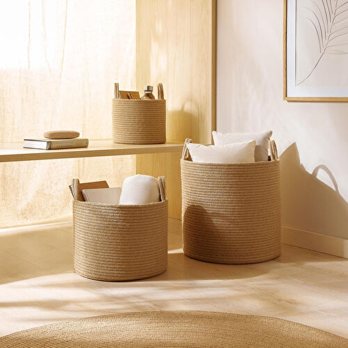 Ocean Home Textile 2'li Jüt Halat Sepet Set 26 X 22 / 35 X 27 Cm