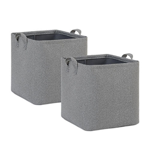 Ocean Home Textile 2'li Antrasit Renk Dokulu Kumaş Sepet Set 30 X 30 X 30 Cm