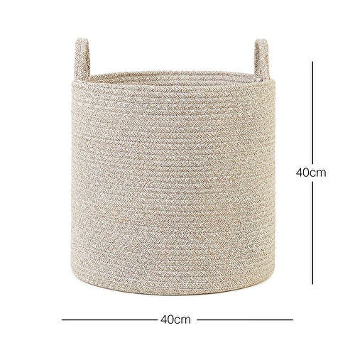 Ocean Home Textile Bej Kırçıllı Pamuklu Halat Sepet 40 X 40 Cm