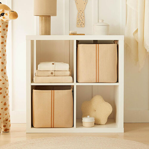 Ocean Home Textile 2'li Çocuk Odası Jüt Keten Kumaş Sepet Set 30 X 30 X 30 Cm