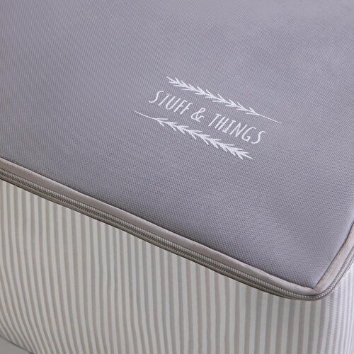 Ocean Home Textile Mega Boy Gri Çizgili Stuff & Things Baza Altı Hurç 74 X 46 X 22 Cm