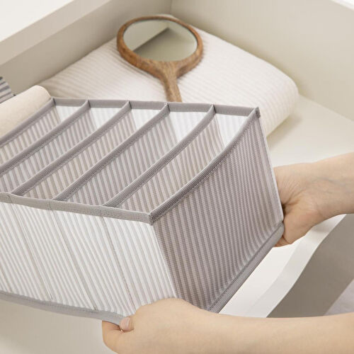 Ocean Home Textile 8 Bölmeli Gri Çizgili Çekmece Düzenleyici 17 X 41,5 X 12 Cm