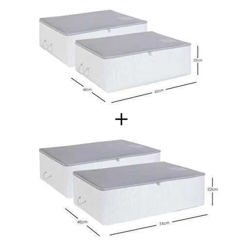 Ocean Home Textile 4'lü Gri Renk Stuff & Things Baza Altı Hurç Set Ocean Home Textile 4'lü Gri Renk Stuff & Things Baza Altı Hurç Set