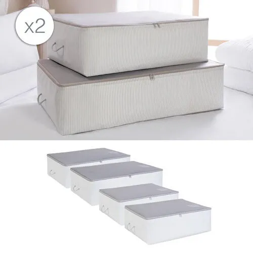 Ocean Home Textile 4'lü Gri Renk Stuff & Things Baza Altı Hurç Set