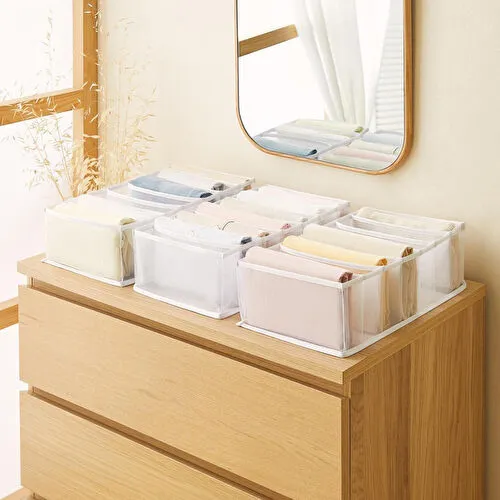 Ocean Home Textile 3'lü 7 Bölmeli Beyaz Renk File Çekmece İçi Düzenleyici Set