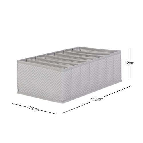 Ocean Home Textile 7 Bölmeli Gri Balıksırtı Çekmece Düzenleyici 22 X 41,5 X 12 Cm