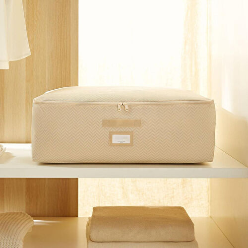 Ocean Home Textile 3'lü Büyük Boy Bej Balıksırtı Baza Altı Hurç Set 62 X 46 X 22 Cm