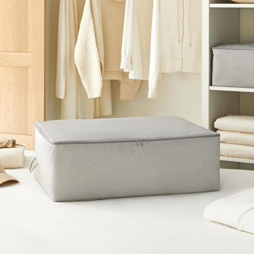 Ocean Home Textile Büyük Boy Gri Balıksırtı Baza Altı Hurç 62 X 46 X 22 Cm