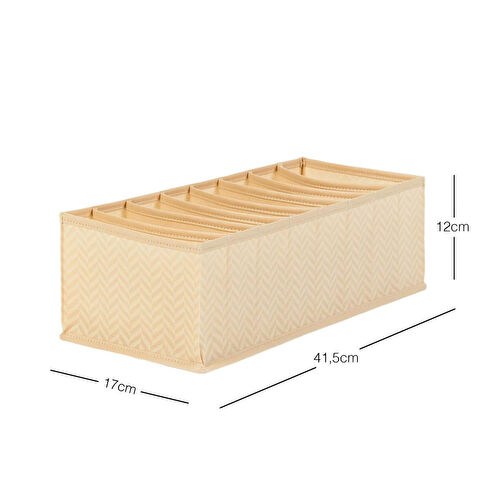 Ocean Home Textile 8 Bölmeli Bej Balıksırtı Çekmece Düzenleyici 17 X 41,5 X 12 Cm