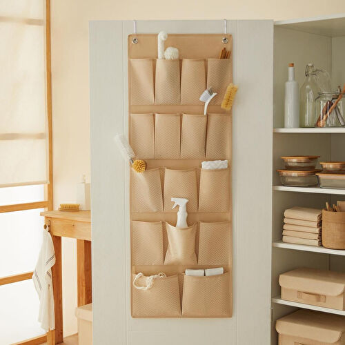 Ocean Home Textile 16 Gözlü Bej Balıksırtı Kapı Arkası Düzenleyici 45 X 125 Cm