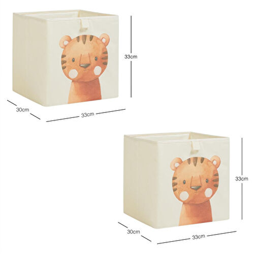Ocean Home Textile 2'li Çocuk Odası Sevimli Kaplan Kutu Set 33 X 30 X 33 Cm