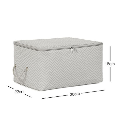 Ocean Home Textile Küçük Boy Gri Balıksırtı Hurç 30 X 22 X 18 Cm