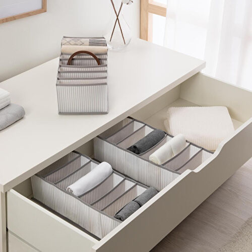 Ocean Home Textile 3'lü 8 Bölmeli Gri Çizgili Çekmece İçi Düzenleyici Set