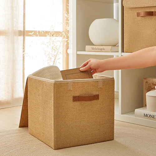 Ocean Home Textile 2'li Jüt Kapaklı Kutu Set 30x30x30 Cm