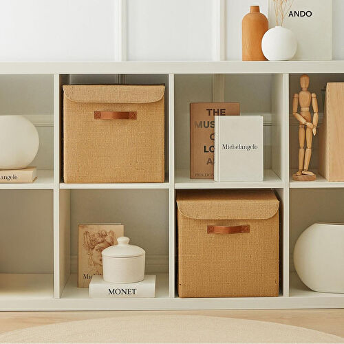 Ocean Home Textile 2'li Jüt Kapaklı Kutu Set 30x30x30 Cm