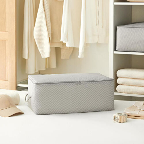 Ocean Home Textile Orta Boy Gri Balıksırtı Hurç 52 X 28 X 21 Cm