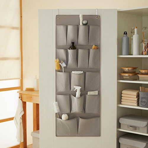 Ocean Home Textile 16 Gözlü Gri Balıksırtı Kapı Arkası Düzenleyici 45 X 125 Cm