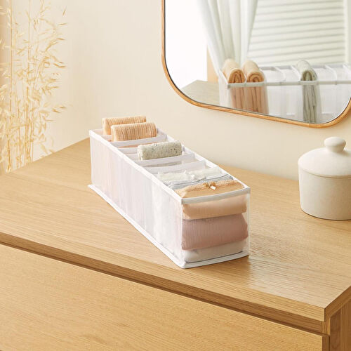 Ocean Home Textile 10 Bölmeli Beyaz Renk File Çekmece Düzenleyici 11 X 41,5 X 12 Cm