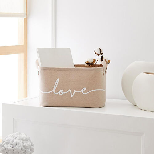 Ocean Home Textile Bej Renk Love Sepet 30 X 21 X 18 Cm