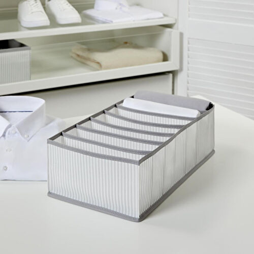 Ocean Home Textile 7 Bölmeli Gri Çizgili Çekmece Düzenleyici 22 X 41,5 X 12 Cm