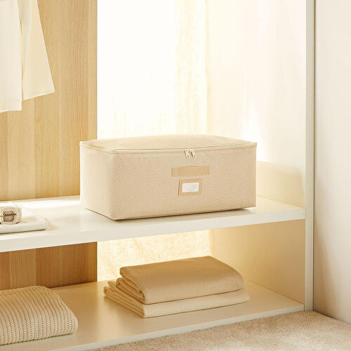 Ocean Home Textile Orta Boy Bej Balıksırtı Hurç 52 X 28 X 21 Cm