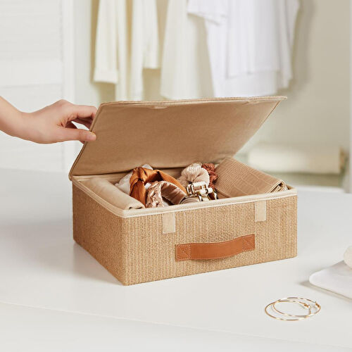 Ocean Home Textile 2'li Jüt Kapaklı Kutu Set 30 X 23 X 11 Cm