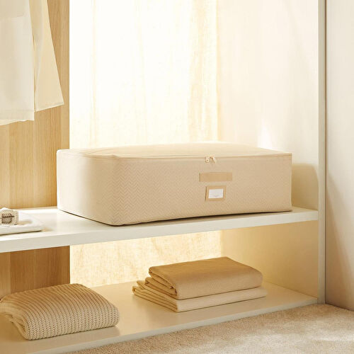 Ocean Home Textile Mega Boy Bej Balıksırtı Baza Altı Hurç 74 X 46 X 22 Cm