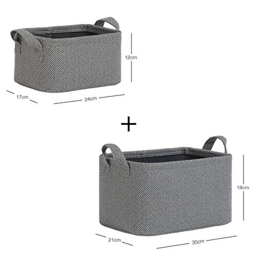 Ocean Home Textile 2'li Antrasit Renk Dokulu Kumaş Sepet Set 24 X 17 X 12 / 30 X 21 X 18 Cm