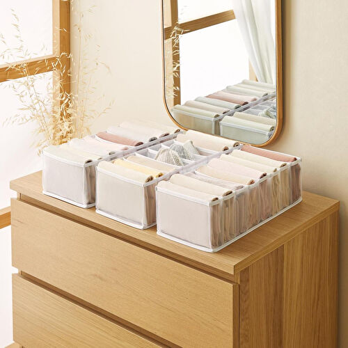 Ocean Home Textile 3'lü 8 Bölmeli Beyaz Renk File Çekmece İçi Düzenleyici Set