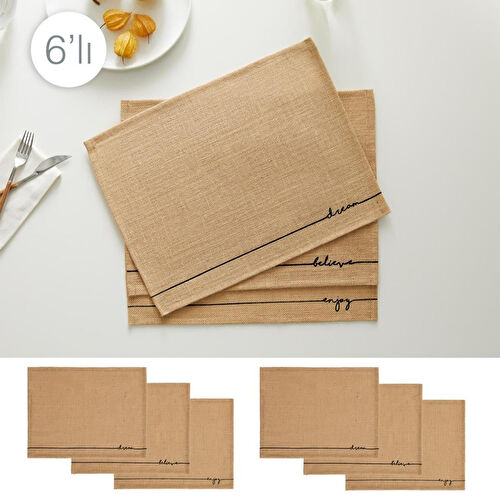 Ocean Home Textile 6'lı Jüt Amerikan Servis Seti 45 X 35 Cm