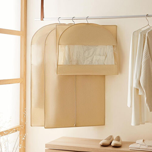 Ocean Home Textile 3'lü Bej Balıksırtı Elbise Kılıfı Set