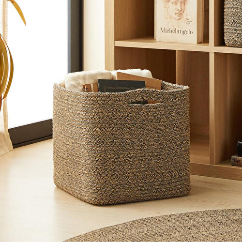 Ocean Home Textile Siyah Kırçıllı Jüt Halat Sepet 30 X 30 X 30 Cm
