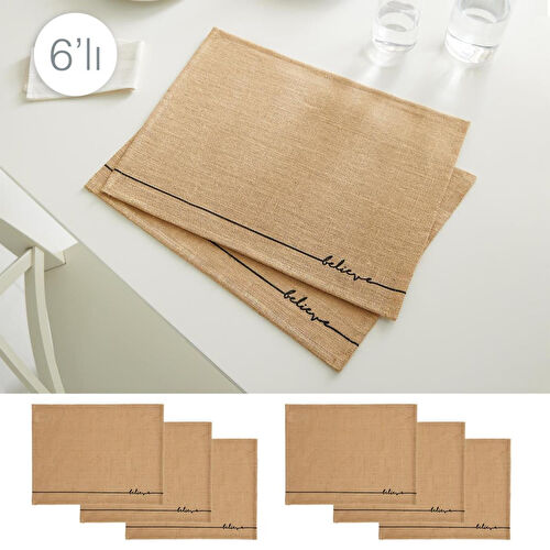 Ocean Home Textile 6'lı Believe Jüt Amerikan Servis Seti 45 X 35 Cm