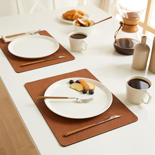 Ocean Home Textile 2'li Taba Renk Deri Amerikan Servis 40 X 30 Cm