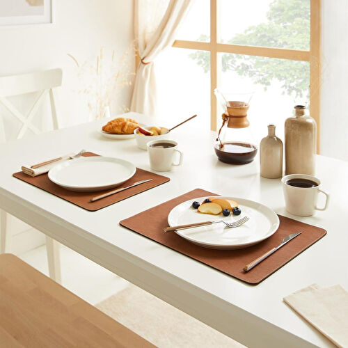 Ocean Home Textile 2'li Taba Renk Deri Amerikan Servis 40 X 30 Cm