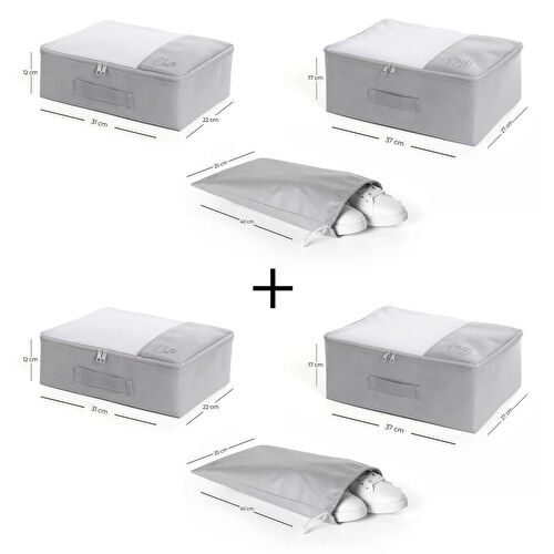 Ocean Home Textile 6'lı Gri Renk Bavul İçi Düzenleyici Set