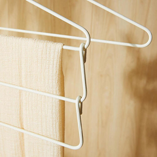 Ocean Home Textile 3 Katlı Ekru Renk Kumaş Kaplı Metal Giysi Askısı 42 X 41 X 0.5 Cm