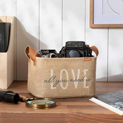 Ocean Home Textile Love Jüt Sepet 24 X 17 X 14 Cm