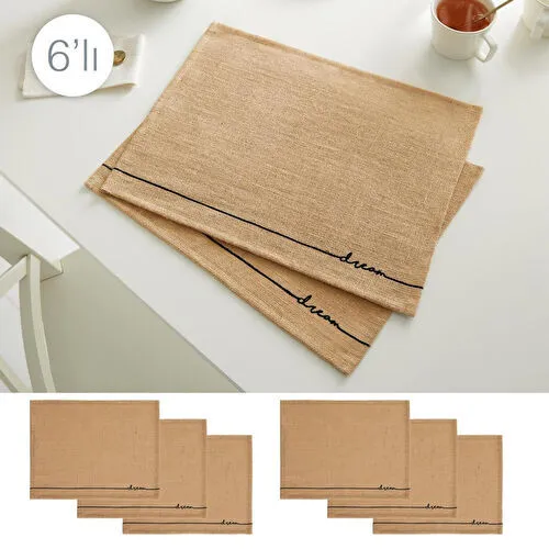 Home Wave Ocean Home Textile 6'lı Dream Jüt Amerikan Servis Seti 45 X 35 Cm