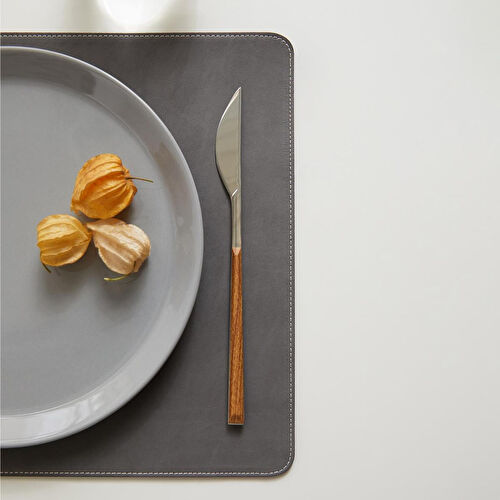 Ocean Home Textile 2'li Gri Renk Deri Amerikan Servis 40 X 30 Cm