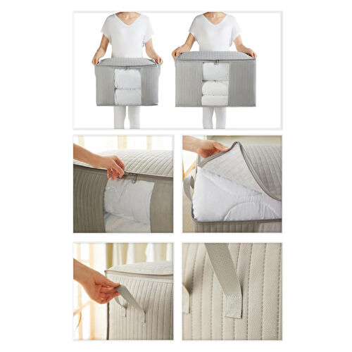 Ocean Home Textile 3'lü Pvc Pencereli Gri Renk Kapitone Hurç Set Ocean Home Textile 3'lü Pvc Pencereli Gri Renk Kapitone Hurç Set