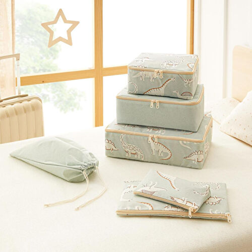 Ocean Home Textile 6'lı Çocuk Odası Dinozor Bavul İçi Düzenleyici Set