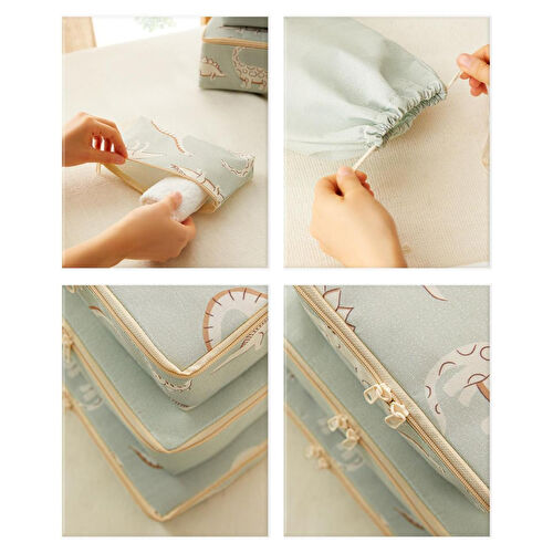 Ocean Home Textile 6'lı Çocuk Odası Dinozor Bavul İçi Düzenleyici Set