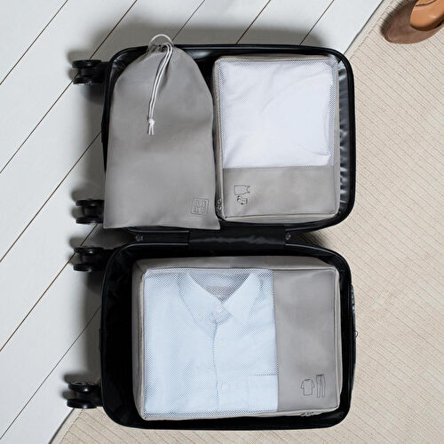 Ocean Home Textile 3'lü Gri Renk Bavul İçi Düzenleyici Set