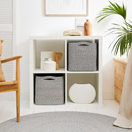 Ocean Home Textile Gri Kırçıllı Pamuklu Sepet 30 X 30 X 30 Cm