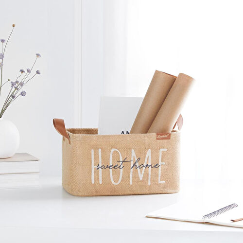 Ocean Home Textile Home Sweet Home Jüt Sepet 30 X 21 X 18 Cm